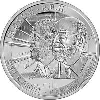 (05) Монета Бельгия 2013 год 5 евро "50 лет открытия бозона Хиггса"  Серебро Ag 925  PROOF